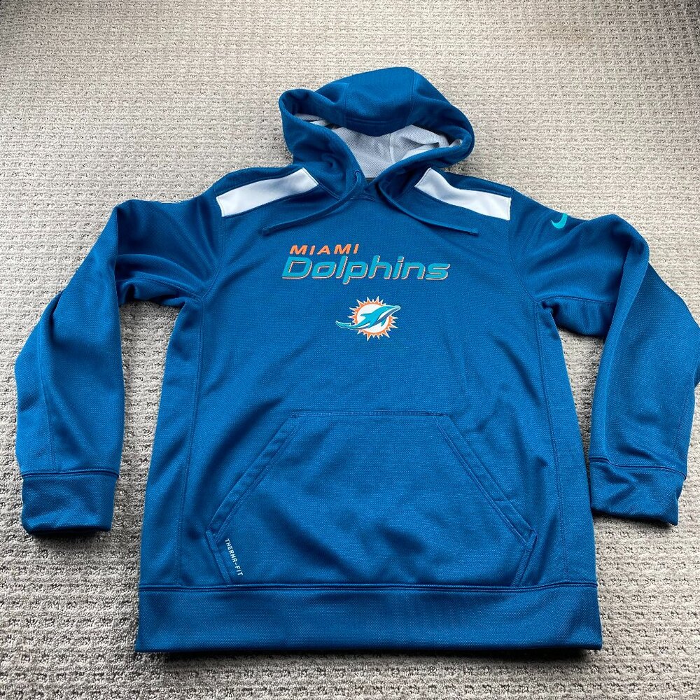 Nike Miami Dolphins Hoodie Sweater Men Medium M Teal NFL ONFIELD Therma-Fit